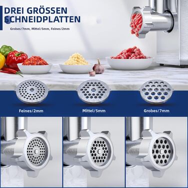 М'ясорубка електрична 2800 Вт нержавіюча сталь з насадками для ковбас та кубебе (Mg091)