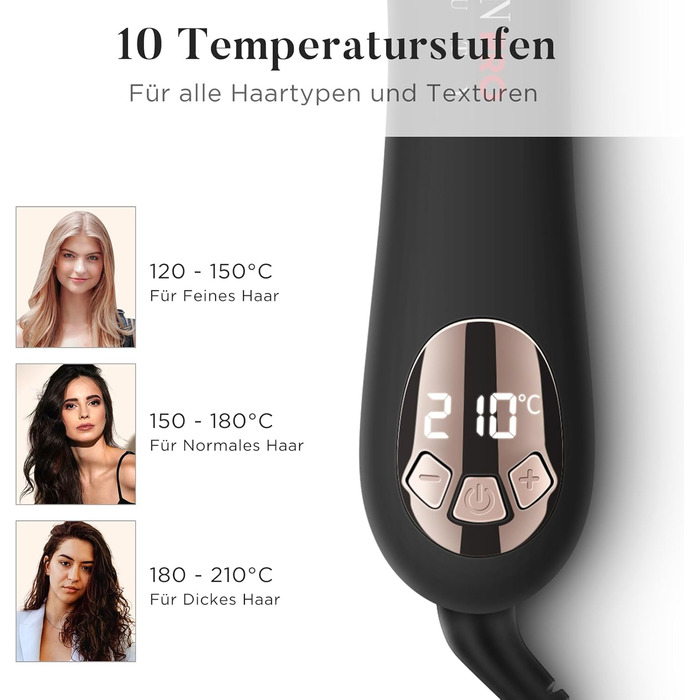 Автоматичний локон PARWIN PRO BEAUTY 25 мм з нано-титановим покриттям, LCD дисплеєм, 120-210°C