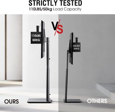 Регульований підлоговий кріплення для телевізора 100-190 см (43-75 дюймів), чорний