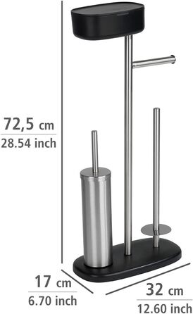 Набір для туалету WENKO Rivazza: тримач туалетного паперу з полицею, тримач для щітки, тримач для запасних рулонів, нержавіюча сталь, білий (чорний)