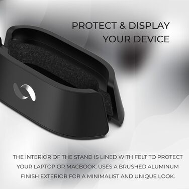 HumanCentric Adjustable Laptop Stand & Dock - Leather & Aluminum Black - Vertical Stand for MacBook Pro & Laptops (0.5' - 1.5')