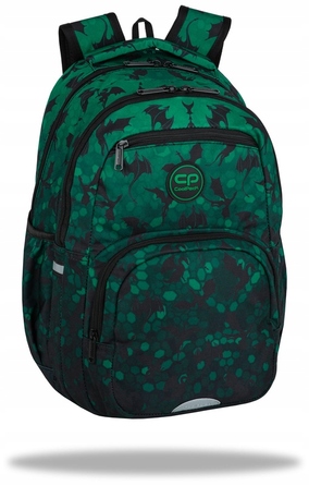 Багатовідсіковий шкільний рюкзак CoolPack, чорно-зелений, 26 л