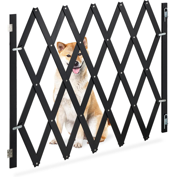 Захисне ворота для собак Relaxdays, розтягується до 108,5 см, висота 47,5-60 см, чорний колір (XL)
