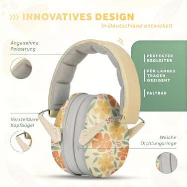 Schallwerk® Kapselgehörschutz Kiddies (Flower) - Навушники для захисту слуху дітей (Квіти) | Захист від шуму, комфорт, преміум-якість