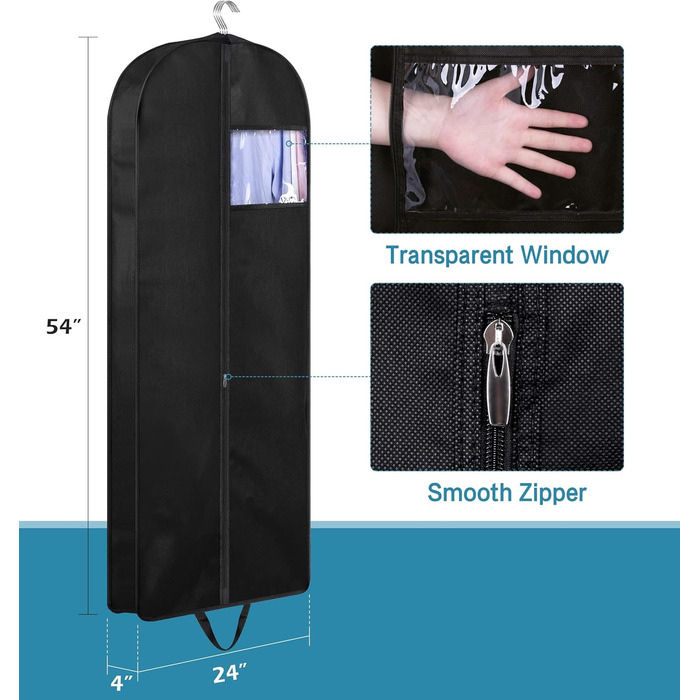 Органайзери для шафи KIMBORA 109,2 см (3 шт.) - для одягу, мантій, курток, сорочок. Зручні кишені для зберігання та подорожей