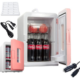Northclan 15L Mini Fridge - Portable Cooler & Warmer for Home & Car - 220V AC/12V DC - Pink