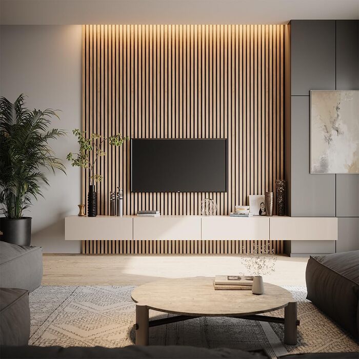 Акустичні настінні панелі Vicco для покращення звукоізоляції приміщення, колір дуб, 8 шт.