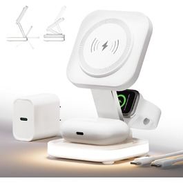 Зарядний пристрій MagSafe 5-в-1 з бездротовою зарядкою 15W для iPhone 17/16/15/14/13/12, AirPods 3/2/Pro (з адаптером 25W та кабелем USB-C 1м)