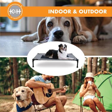 K&H Pet Products Elevated Outdoor Dog Bed, Breathable, Cooling, Elevated Cot Bed, Hammock for Large Dogs, Washable Mesh Cover, Elevated Metal Frame, Foldable