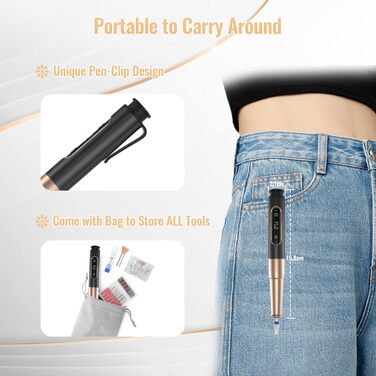 Електричний фрезер для нігтів Denabuty 12 в 1, USB, 25000 об/хв, 5 швидкостей, чорний (DN-2502Z)
