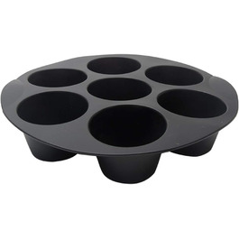 Silicone Muffin and Cake Mold, 7 Cups, Non-Stick Coated, for 3.5-5.8L Air Fryer Accessories, Chocolate, Universal Cake Pan