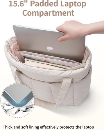 Сумка жіноча Narwey Shopper бежева, велика, легка - для роботи, навчання, як сумка для вчителя з багатьма кишенями