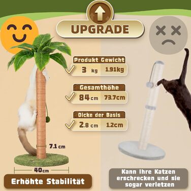 84 cm Scratching Posts Cute Cat Scratcher Kitten Scratch Tree with Sisal Rope for Indoor Cats Palm Cat Scratching Tree with Dangling Balls for Small Cats