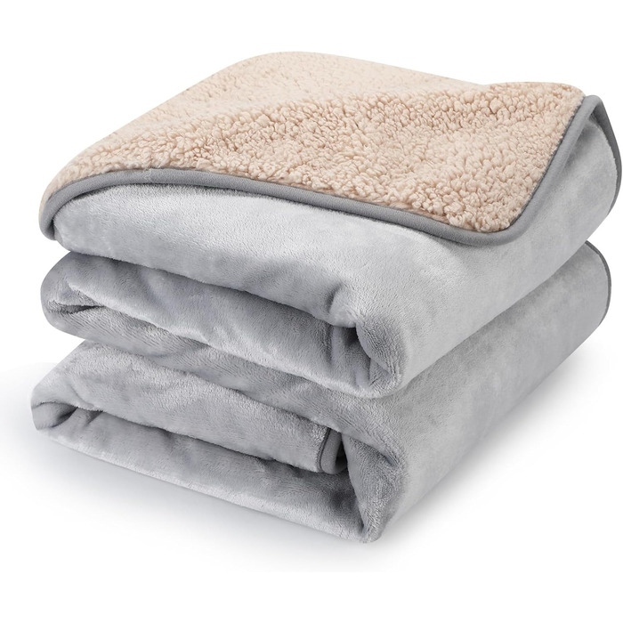 PETTOM Деки для собак та котів, флісова підстилка, водовідштовхувальна, 152 x 127 см (Світло-сірий + Бежевий)