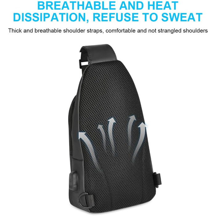 Чоловіча нагрудна сумка Brusttasche з USB-зарядкою, Oxford-тканина, водонепроникна, для спорту, роботи, подорожей (#5 B-сірий)