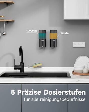 Автоматичний дозатор мила AIKE для рідкої мила, настінний, для кухні та ванної кімнати, IPX7, водонепроникний, 400 мл, з нержавіючої сталі, чорний матовий