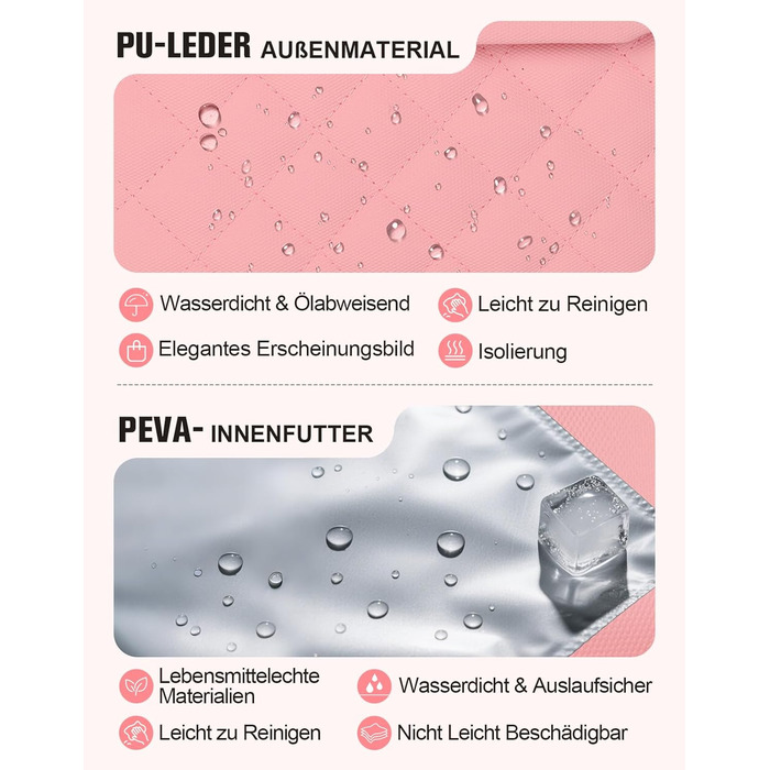 Сумка-холодильник 20 л, рожева: ізольована сумка-ланчбокс з PEVA-підкладкою, кілька відділень та плечовим ременем для роботи, школи, авто, пікніка