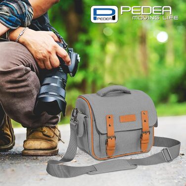 Сумка для камери Pedea Vintage для DSLR/SLR/DLSM, сіра XL з дощем, з аксесуарами та об'єктивами