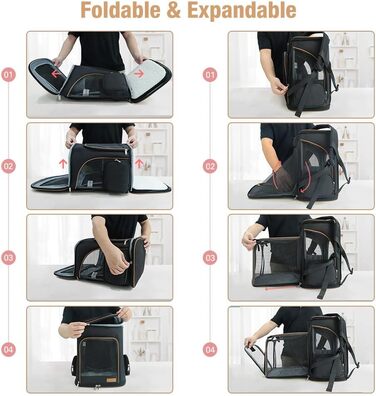 Розширюваний рюкзак для кота та собаки Lekesky, чорний, 33 x 29 x 38 см