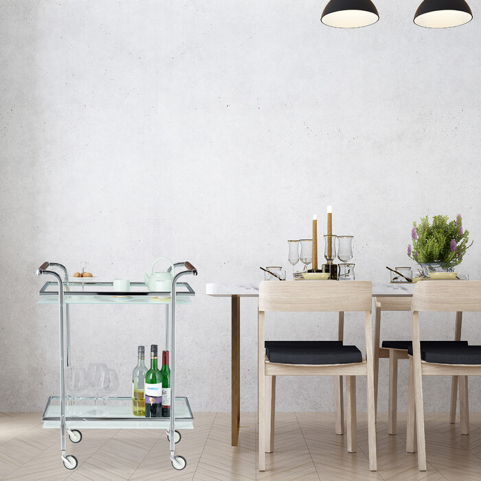 Relaxdays Serving Trolley Milk Glass