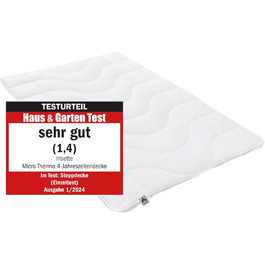 Irisette Micro Thermo 4-Season Duvet, quilted comforter with a soft microfibre cover for all seasons, 220 x 240 cm, Öko Tex certified, produced according to German quality standards. 4-Season duvet 240 x 220 cm