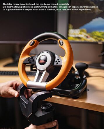 Speedlink DRIFT O.Z. Racing Wheel - Гоночний кермо з педалями та перемиканням передач для ПК, Force Feedback, чорний/оранжевий