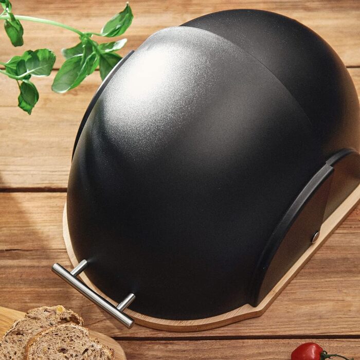 HOMLA Металева хлібниця з кришкою, 37 x 26 x 22 см, чорний Darvin