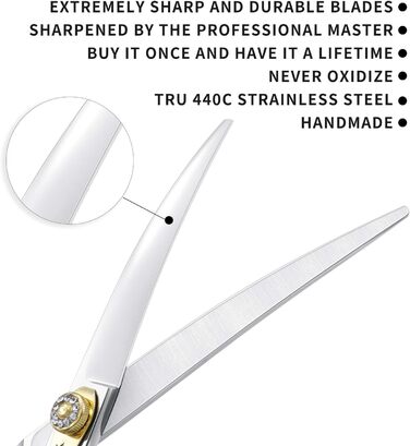 Професійна фенувальна ножиця для собак Dream Reach 7 дюймів (440C сталь)