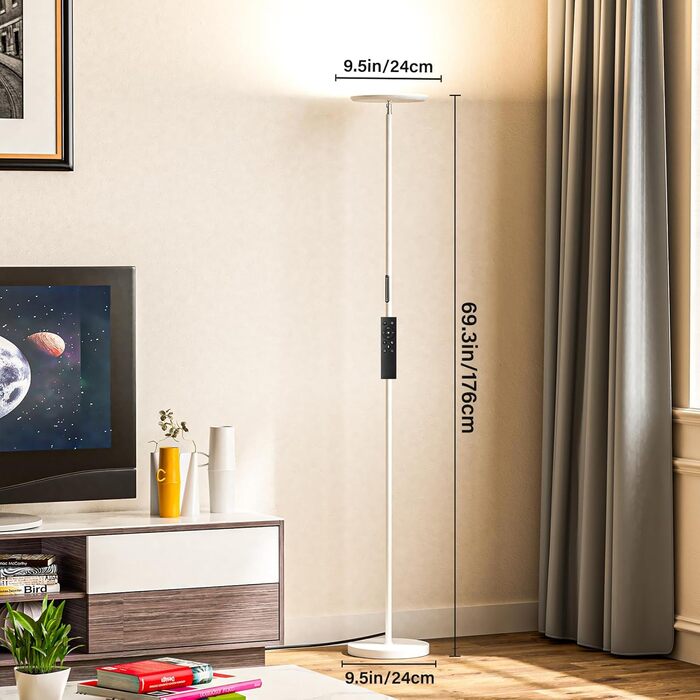 LED-стельова лампа PreeOtti для вітальні з димуванням, 36W, з пультом дистанційного керування та сенсорним керуванням, 3 колірні температури, регулювання інтенсивності світла, чорний колір