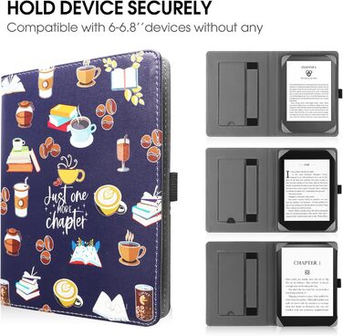 Чохол-підставка для eReader 6-7 дюймів HGWALP, Premium PU шкіра, з петлею для руки, сумісний з Kindle, Kobo, Tolino, Pocketbook, Sony