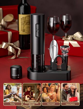Електричний відкривачка для вина GHB 6-в-1 з USB-зарядкою, різець фольги, виливає вино та вакуумний затвор - ідеальний подарунок для поціновувачів вина (8-в-1)