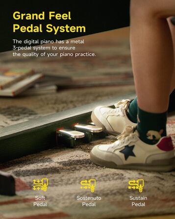 Цифрове піаніно Donner DDP-95 для початківців з 88 важними клавішами, підключення Bluetooth, LCD дисплеєм 11*5 см, 610 тембрів, 600 ритмів, 3 навчальні режими, чорний колір