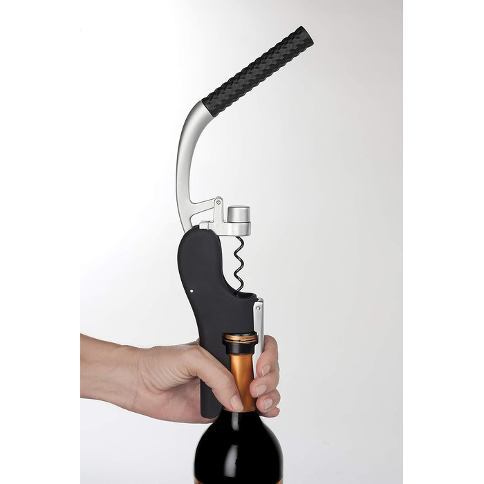 Arcos Wine Opener - Black & Gray Ergonomic Corkscrew with ABS & Zinc Alloy Handle