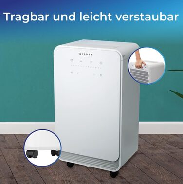 Електричний осушувач повітря KLAMER 195 м³/год, 420W, 5.5 л (12л)