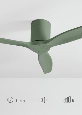 Вентилятор стельовий WINDCALM M з підсвіткою, Wi-Fi, пульт, 40W, Ø132см, 3 режими світла, таймер, літній/зимовий режим, шавковий зелений