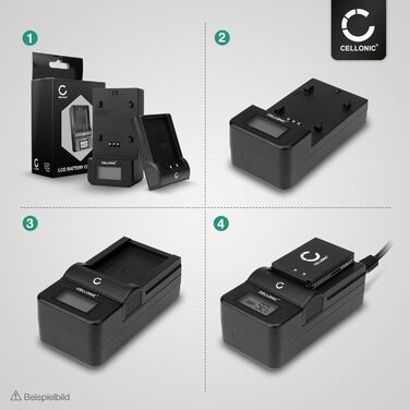 Зарядний пристрій CELLONIC DE-A84A для камер Panasonic Lumix DMC-FZ72, FZ100, FZ150, FZ40, FZ45, FZ47, FZ60, FZ48, FZ62, FZ70, DC-FZ82 з дисплеєм та кабелем