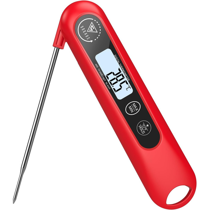 Цифровий кухонний термометр DOQAUS для м'яса, приготування, випікання та гриля. Швидка реакція, LCD екран, автовимкнення (червоний)