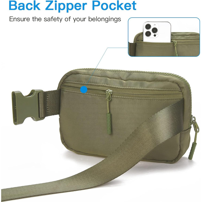 Сумка на пояс Telena для жінок та чоловіків, спортивна та повсякденна, сумка через плече, кросбоді, з регульованим ремінцем, бежева (A-grün)