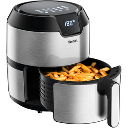 Аерофритюрниця Tefal Easy Fry Deluxe XL EY401D, 1500 Вт, 4,2 л, 8 програм, цифровий дисплей, енергозберігаюча, без олії, нержавіюча сталь