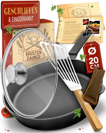 Чавунна сковорода Krustenzauber 28 см для індукції з інструкцією та кулінарною книгою