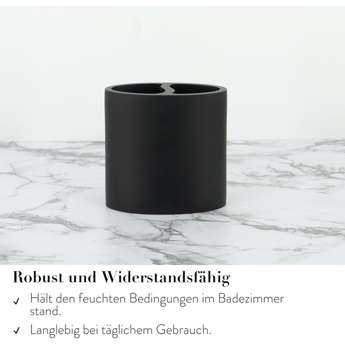 Набір для ванної кімнати ZCCZ: органайзер з дозатором мила, тримачем для зубних щіток, мисничкою та стаканчиком - білий з ефектом чорного мармуру