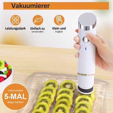 Вакуумний пакувальник FNITAER: компактний апарат для швидкої вакуумної упаковки продуктів, комплект з 20 великих пакетів