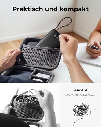 Повербанк VIYISI 10000mAh ультратонкий із вбудованим кабелем USB-C, чорний