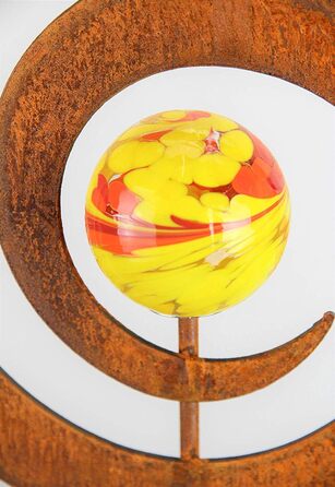 Bornhöft Garden Stake Metal Rust Garden Decor Rusty Decoration Patina Rust with Glass Spheres (Whirligig)