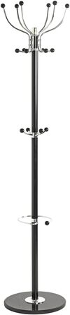 HAKU Furniture Coat Rack, Chrome, Black, Marble, Metal - Dimensions: H 176 cm x Ø 38 cm, Style: Modern