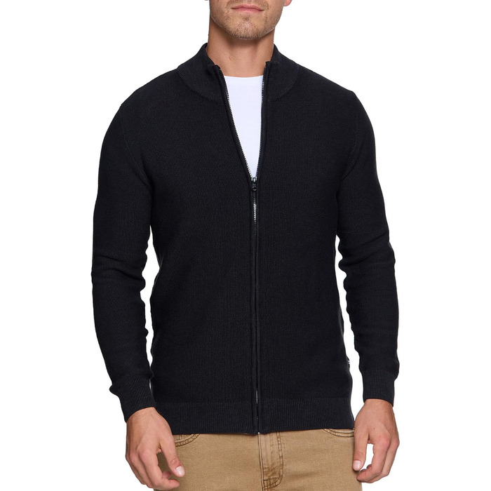 Чоловіча в'язана жилетка Indicode INWestmoon з коміром-стійкою | Жилетка з тонкого в'язання з бавовняної суміші, чорний колір