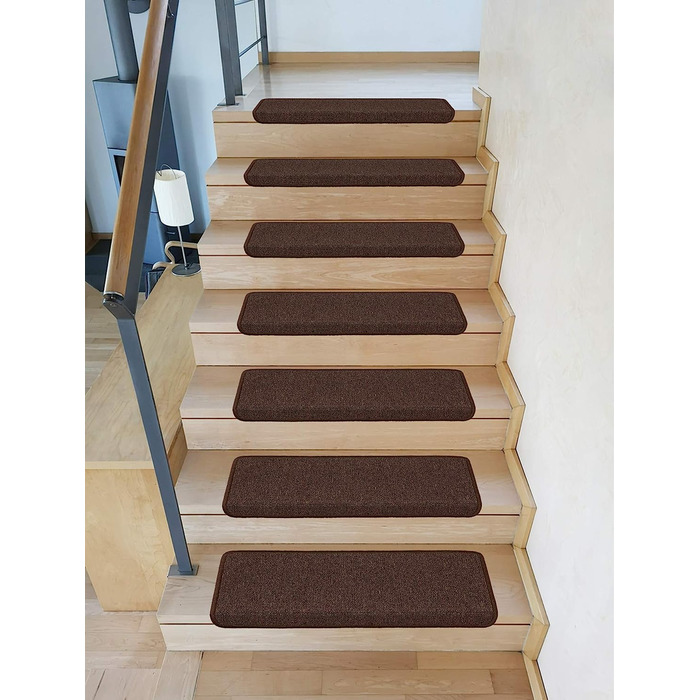 Kettelservice-Metzker Stair Treads/Step Mats in a 15-Piece Value Set, Rectangular, Coffee Brown, Coffee Brown, Rectangular, 15 Pieces