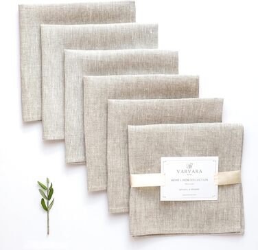 Varvara Home 6 Linen Napkins - 6 Cloth Napkins Linen Napkins - Natural Linen Napkins - Linen Napkins Beige 6-Pack 45x45 cm