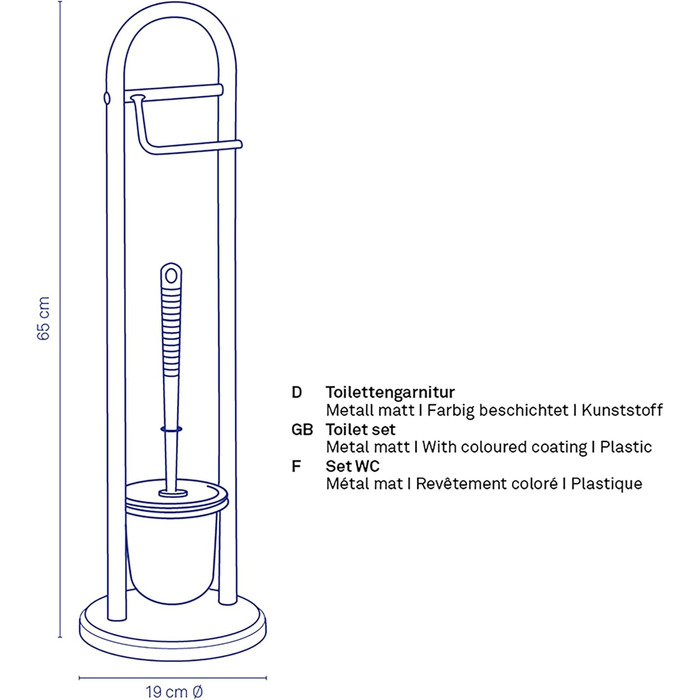 Набір для ванної кімнати Kela: тримач туалетного паперу, підставка для щітки, 65 см, сріблястий метал, біла матова щітка