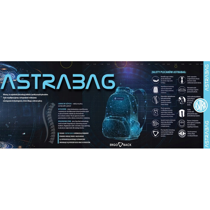 Багатофункціональний шкільний рюкзак AstraBag, багатокомірний, багатоколірний